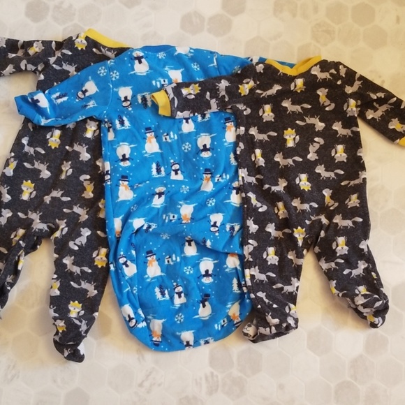 CARTER'S fleece 2 wolf footies & snowman sleep sak - Picture 5 of 5